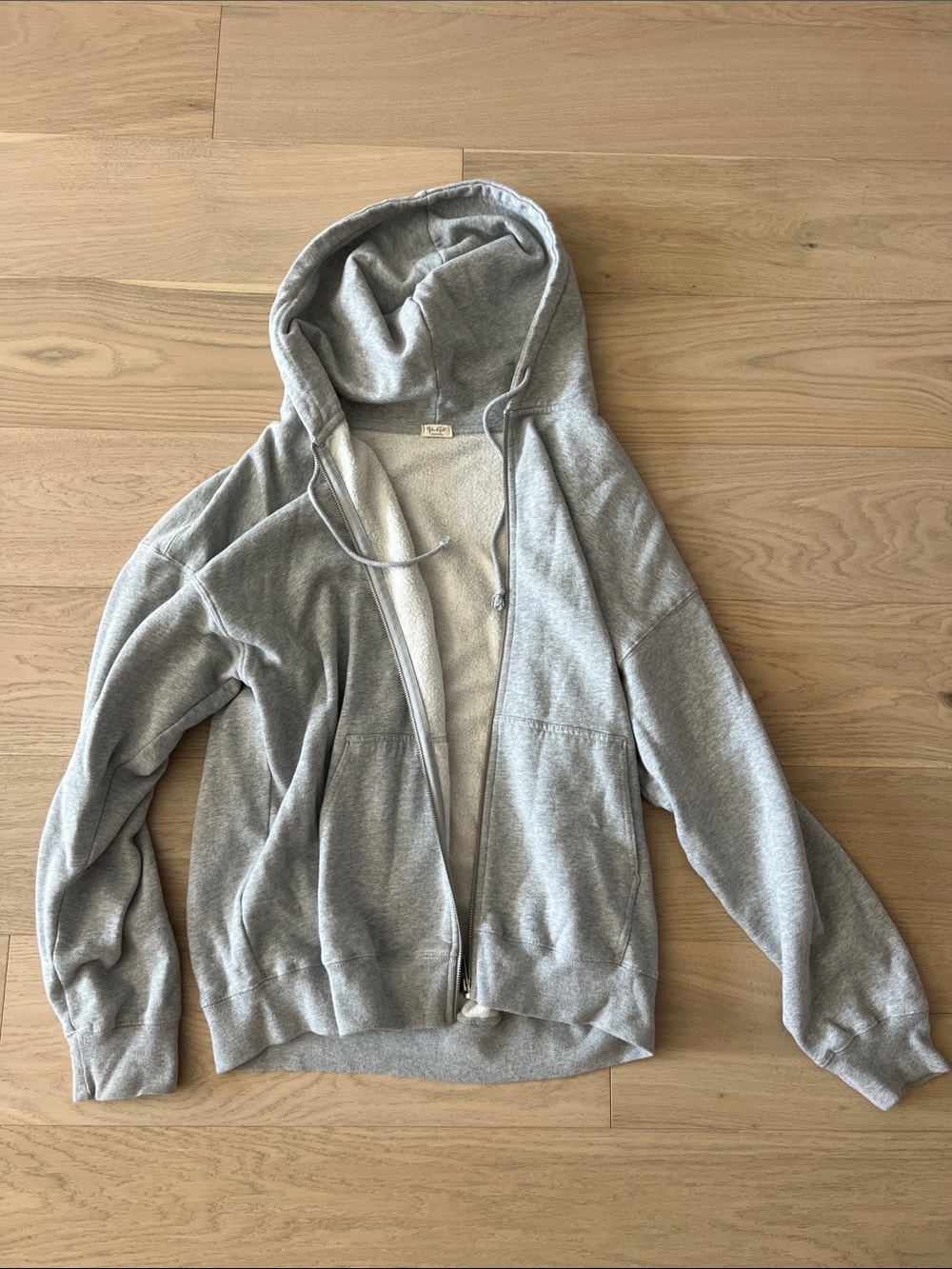 Brandy Melville Gray Zip-Up Hooded Sweater